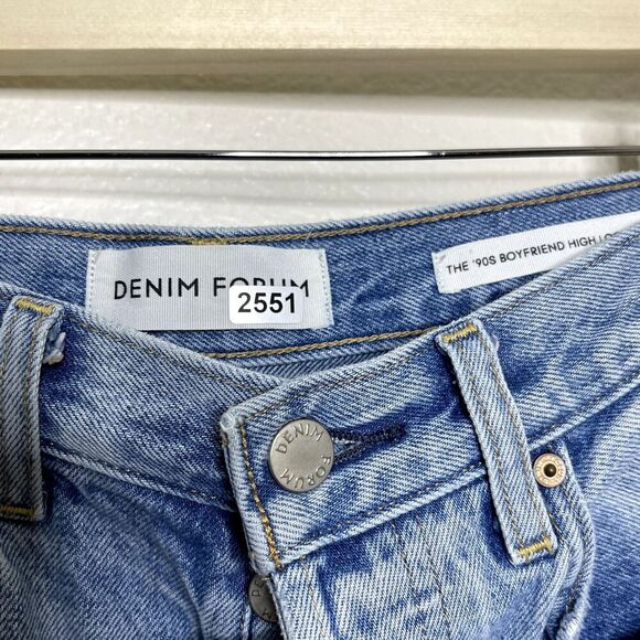 Denim Forum Jeans 23x30L 90s Boyfriend High Loose Light Wash Aritzia Button Fly - Picture 3 of 13